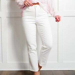 Judy Blue High Rise White Tummy Control Ankle Straight Leg Jeans